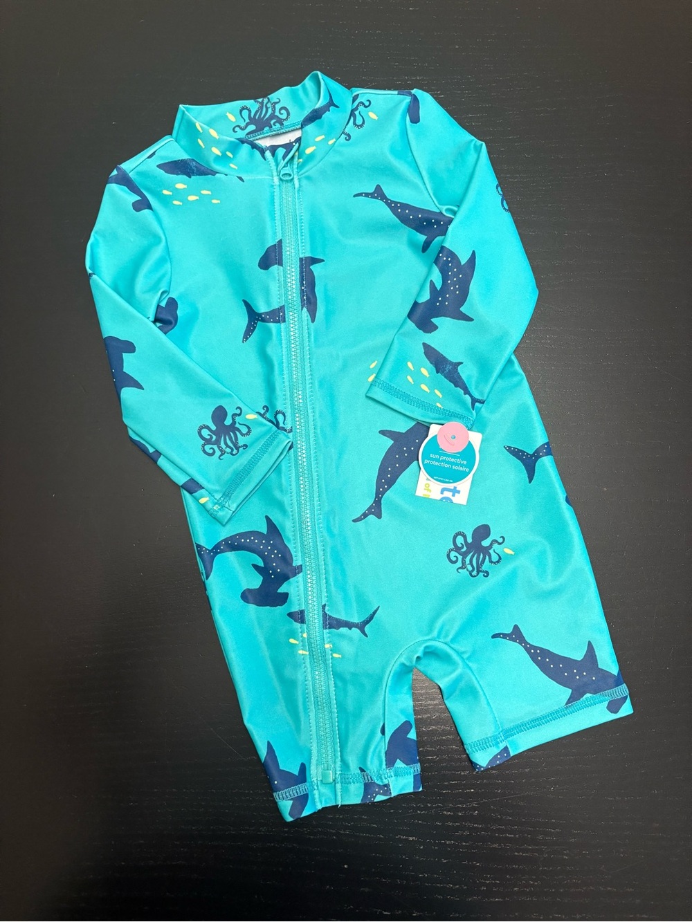 Carter's 6-9m Turquoise & Navy Shark One-Piece Swimsuit